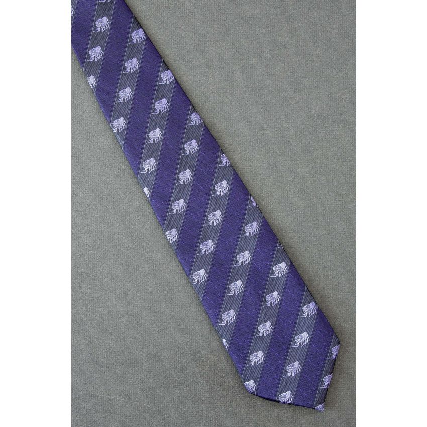 Lavender Elephants on a Purple Striped Necktie