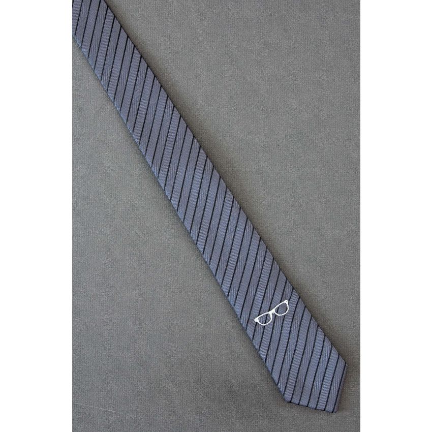 Sunglasses Rims - Mens Skinny Gray Striped Tie