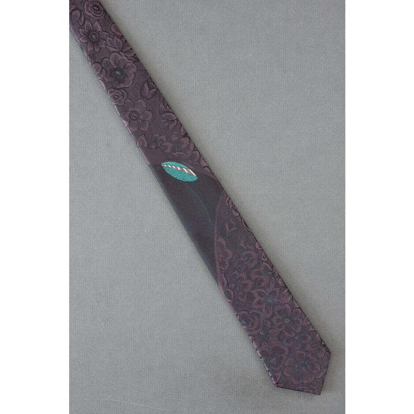 Football Shape Flourish & Flowers - Skinny Necktie