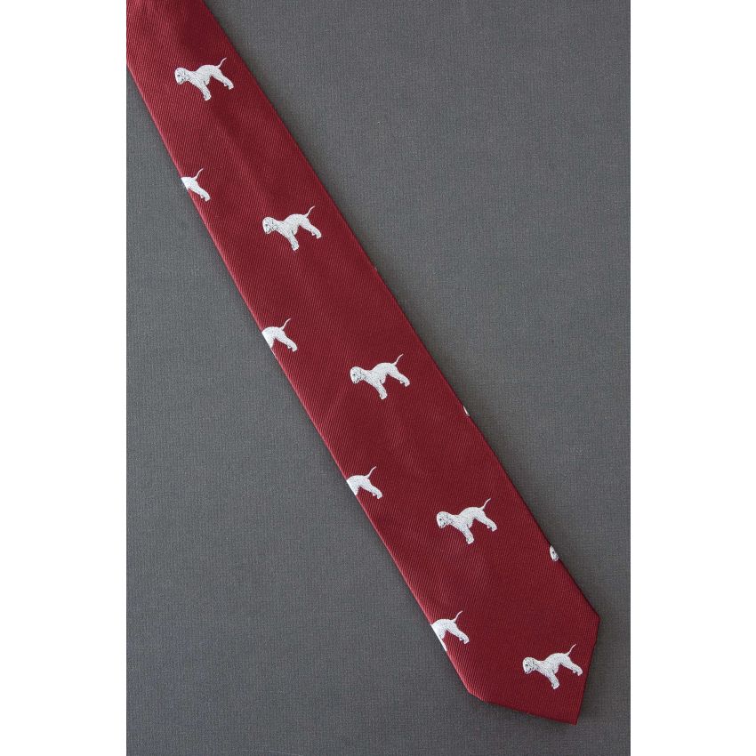 White Dog Allover - Men's Modern Red Tie