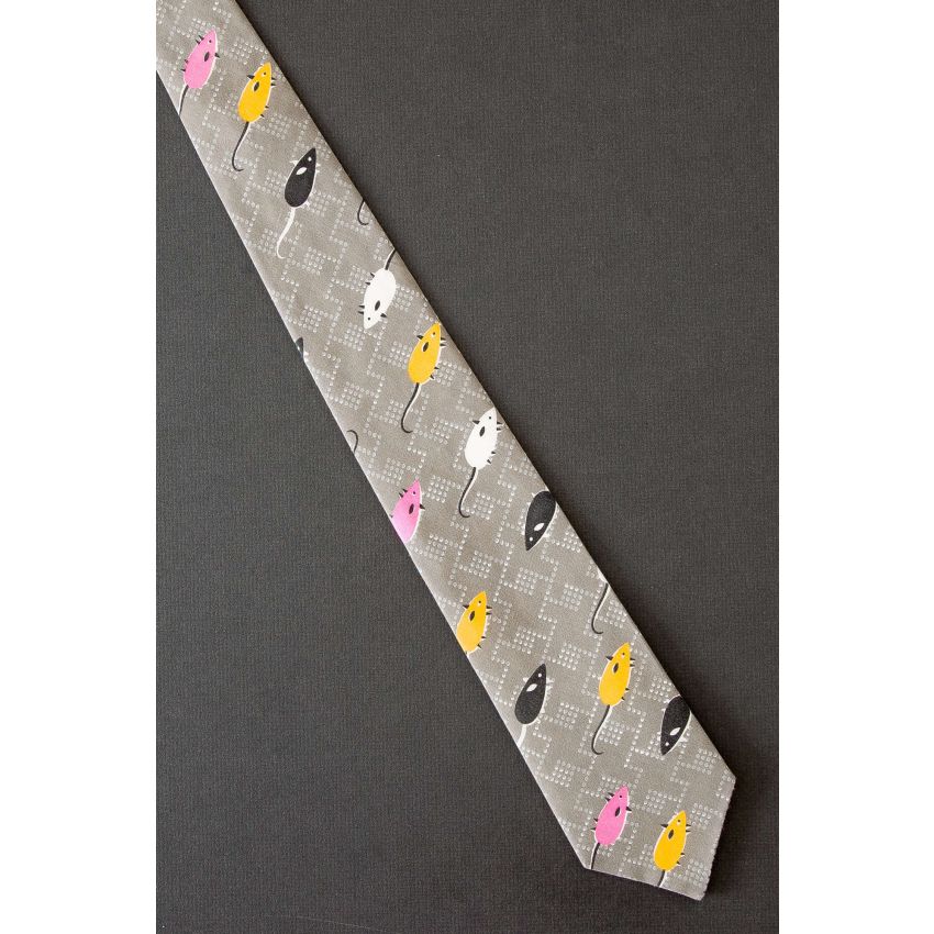 Black, White, Orange & Pink Mice - Mouse Tie