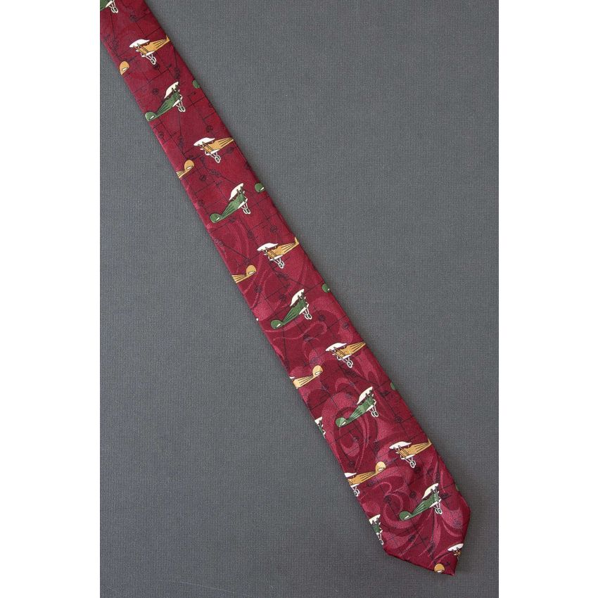 Vintage Biplanes - 80's Skinny Red Neck Tie