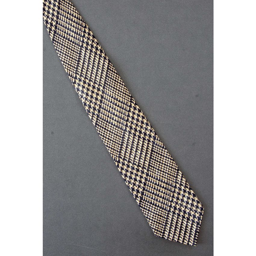 Black & Beige Plaid - Men's Silk Necktie