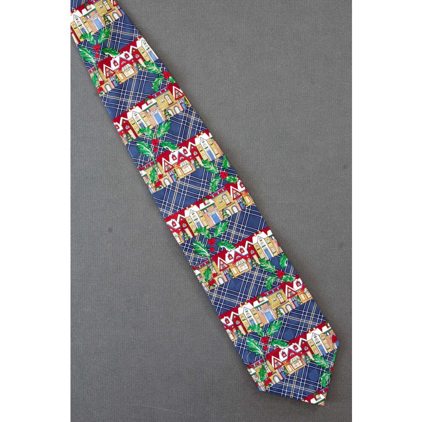 Rows of Homes During Christmas - Silk Necktie