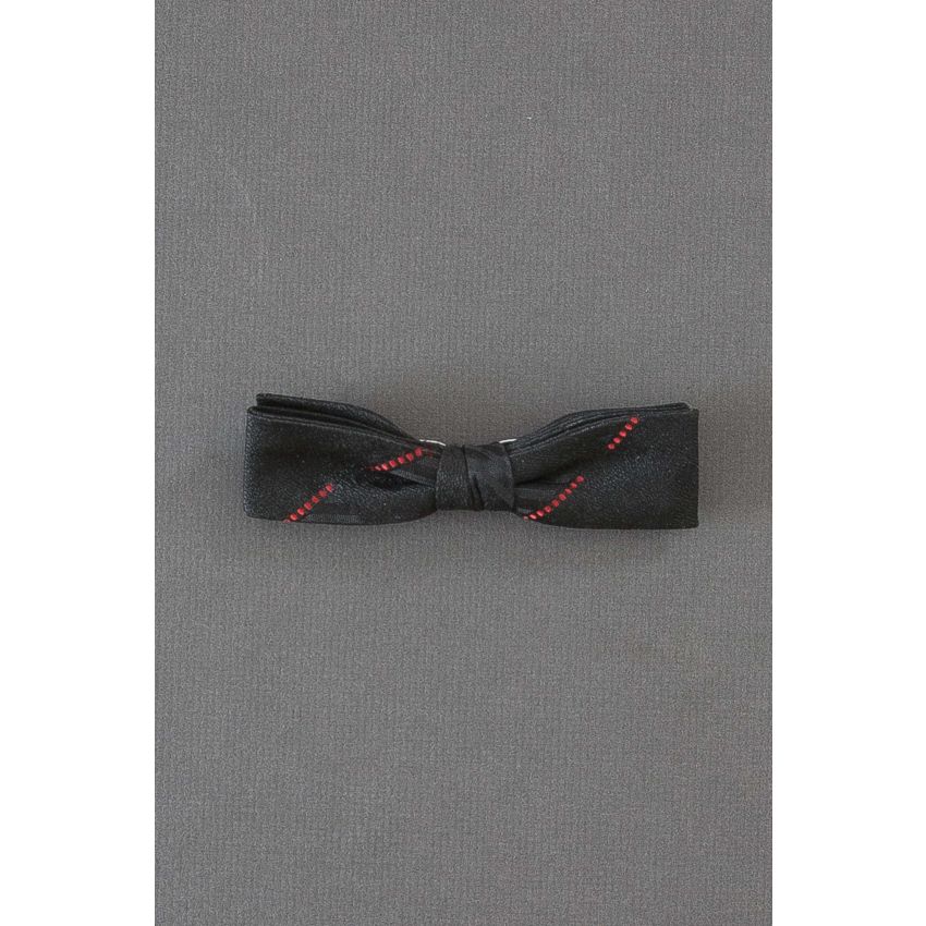 Red Dots on a Vintage Black Pre-Tied Bow Tie