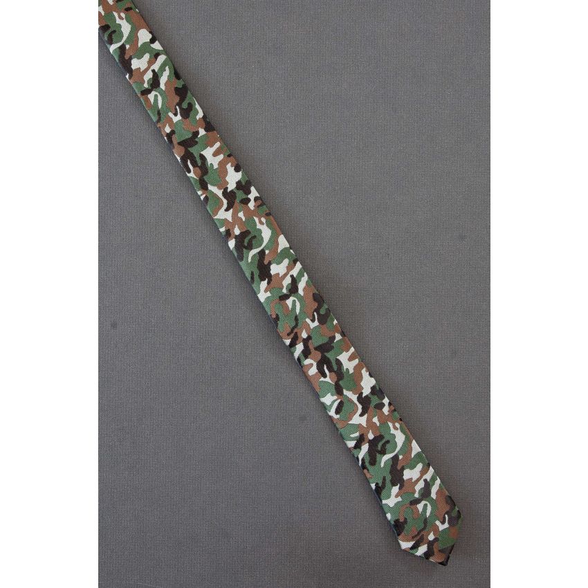 Green, Brown & Black Camouflage - Skinny Tie