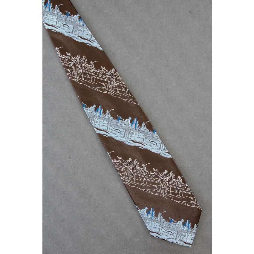 Women Golfing - 1970's Vintage Brown Necktie