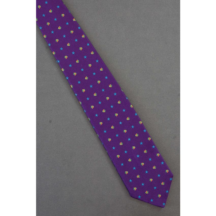 Tropical Fish & Starfish - Mens Purple Silk Necktie