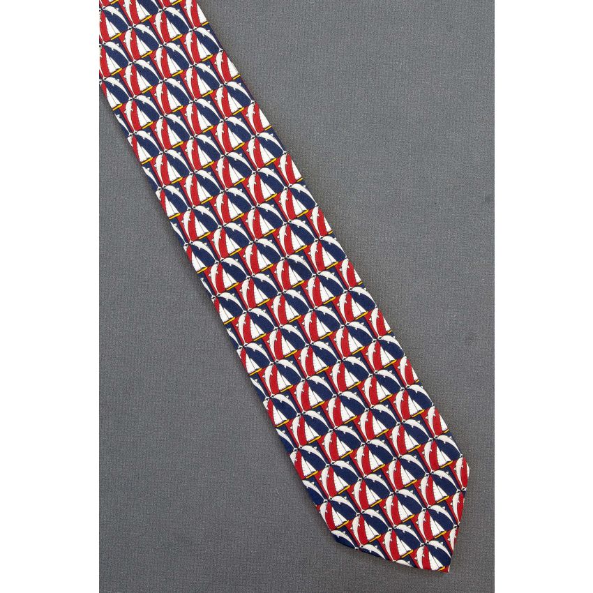 Dolphins Frame Sailboats - Silk Richel Necktie