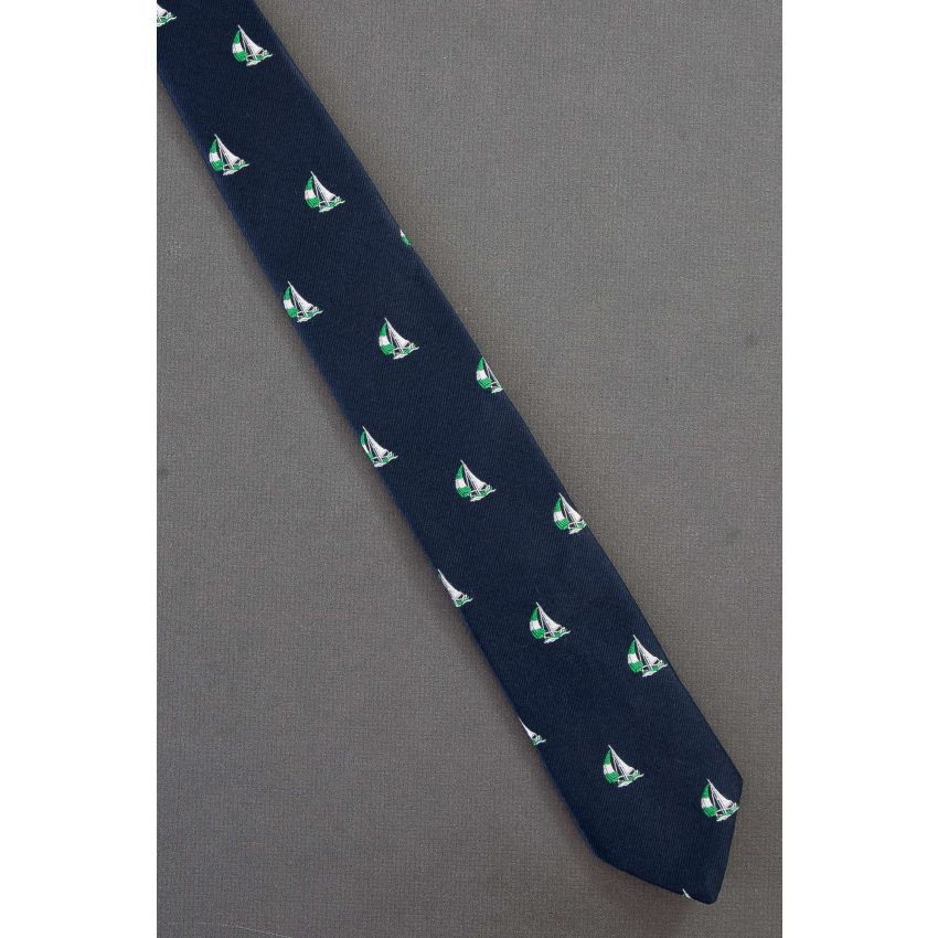 Sailboat Allover - 80's Narrow Navy Necktie