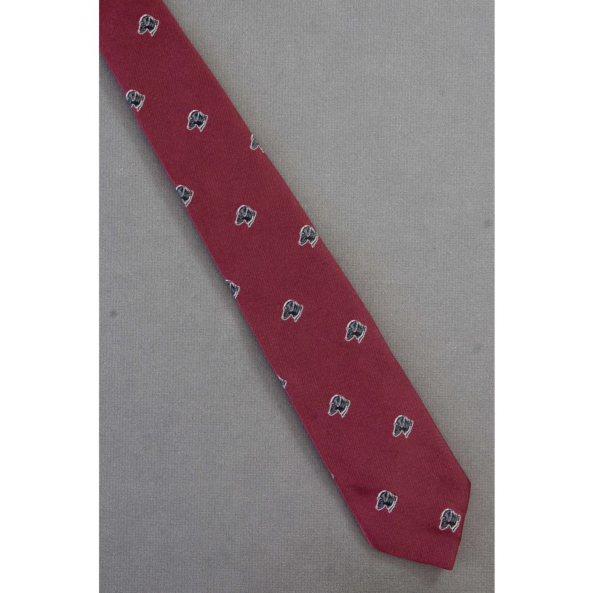 Portrait of a Dog - 1980's Slim Red Vintage Necktie
