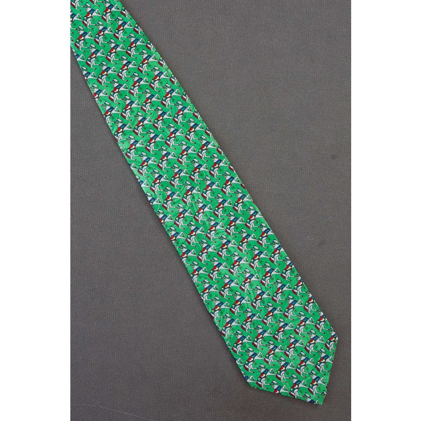Horse Allover - Men's Green Silk Necktie