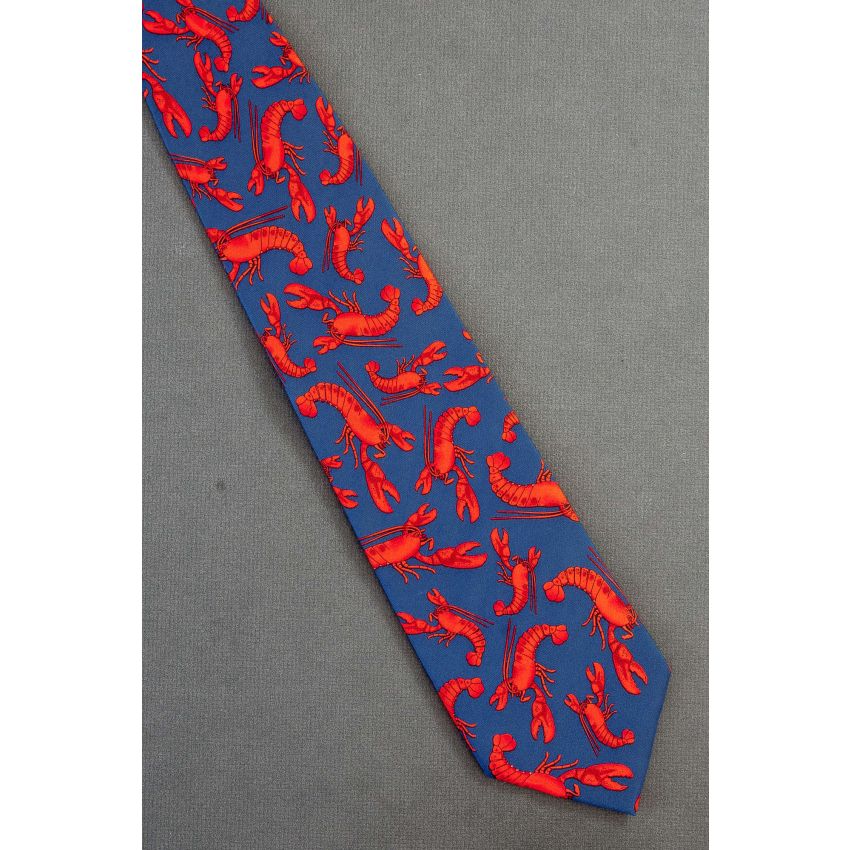 A Pod of Red Lobsters - Men's Blue Necktie
