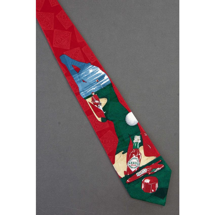Outline of a Golfer on a Course - Tabasco Necktie