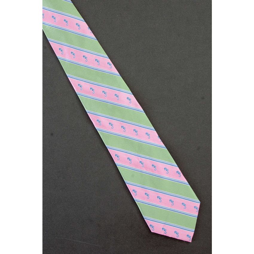 Seahorse - Green & Pink Striped Alynn Neckwear
