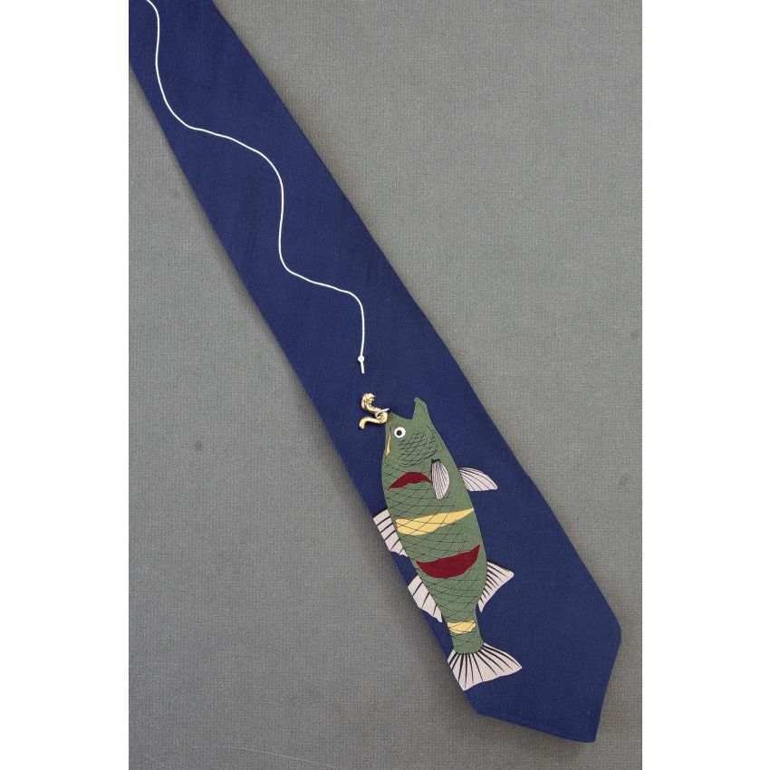 Fish Getting Hooked - Vicky Davis Silk Necktie