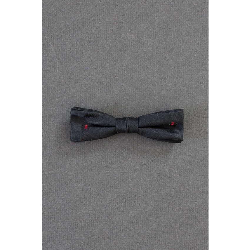 Black With Red Flourish - Vintage Clip-On Bow Tie