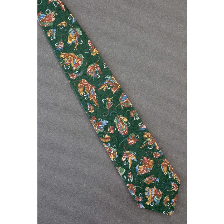 Colorful Fishing Flies - Green Cotton Necktie