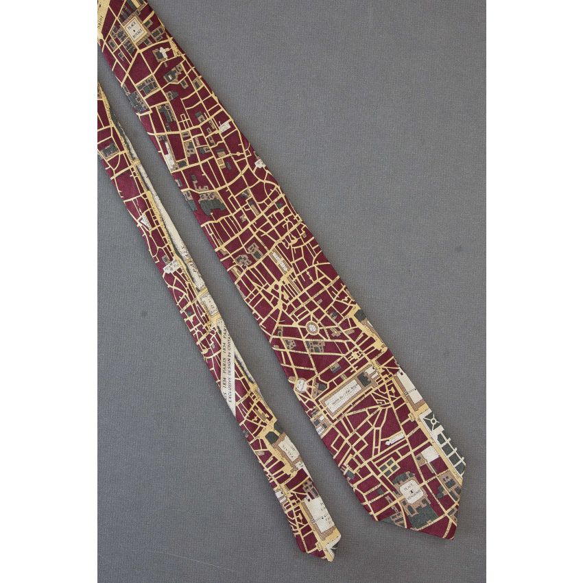 Map of Paris in 1834 - Red Silk Civitas Necktie