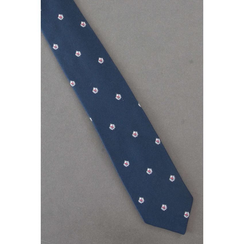 Laurels Surround Crests - 80s Narrow Navy Necktie