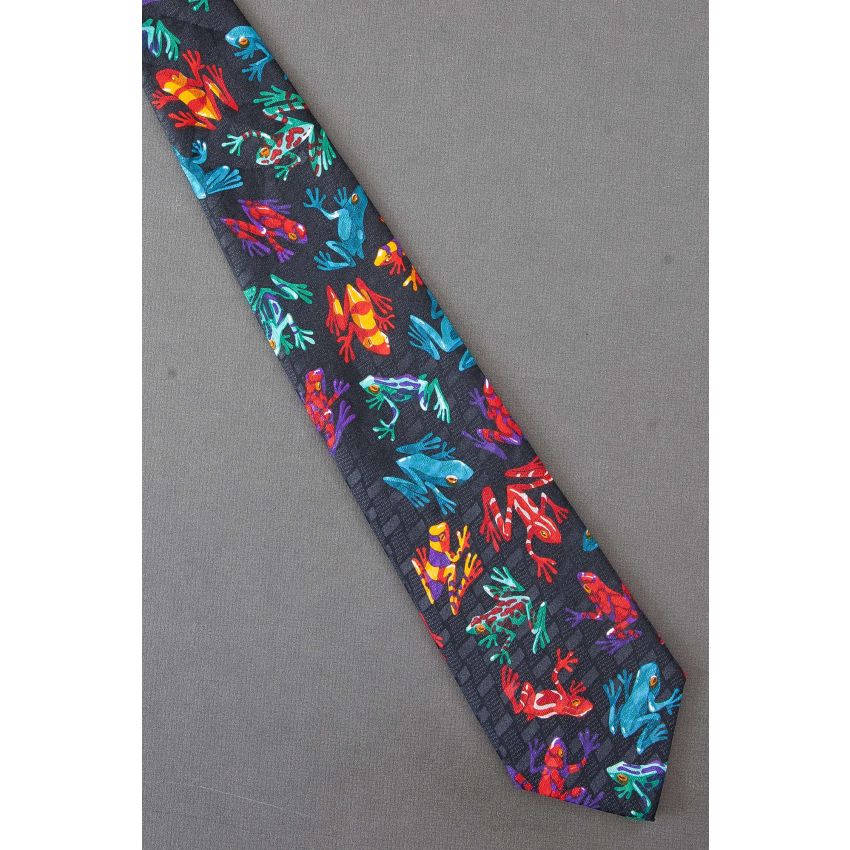 Colorful Army of Frogs - Black Addiction Necktie