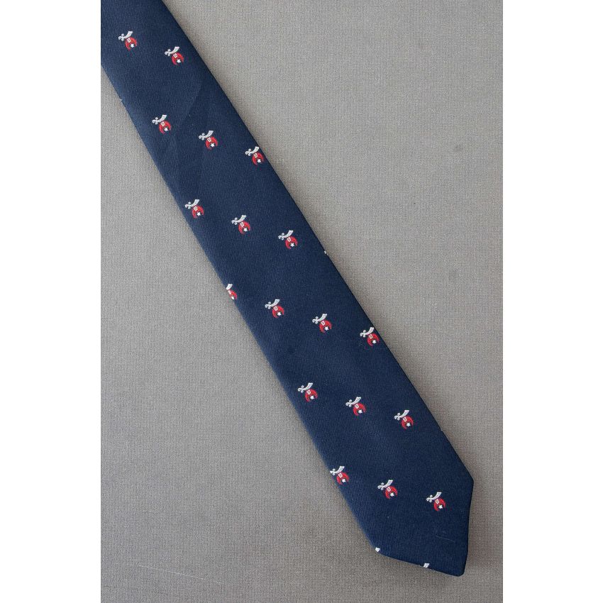 Shriner Logo Repeat - 80's Skinny Navy Necktie