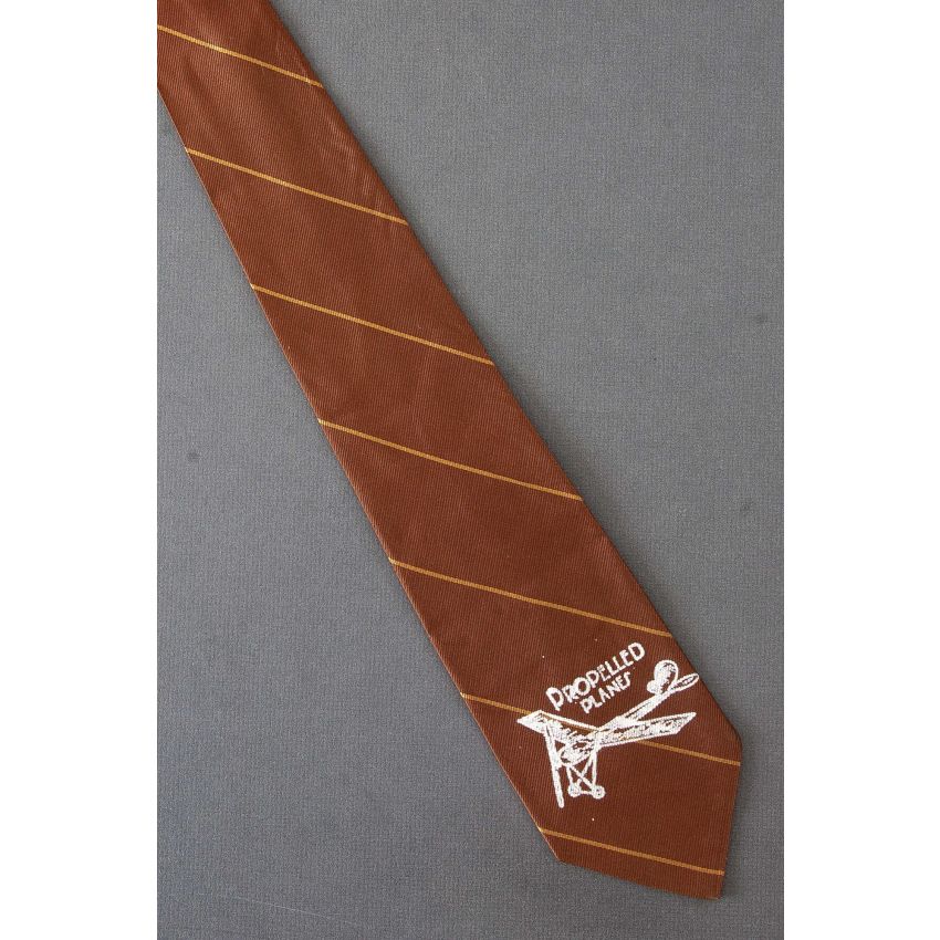 Propelled Planes Logo - Brown Striped Necktie