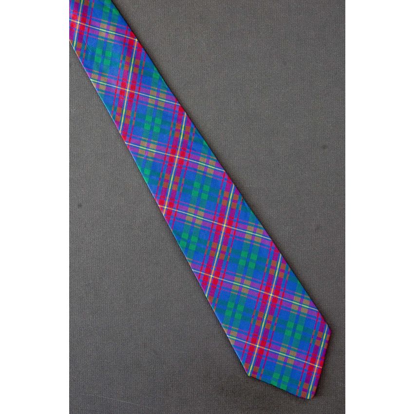 Bright Blue, Green, Red & Yellow Plaid Necktie