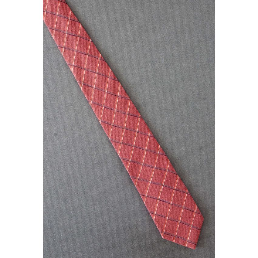 Pink Check - Men's 1980's Skinny Necktie