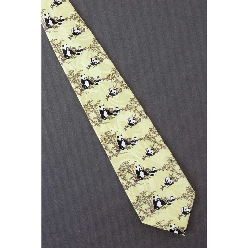 Panda Family Eats Bamboo Shoots Necktie