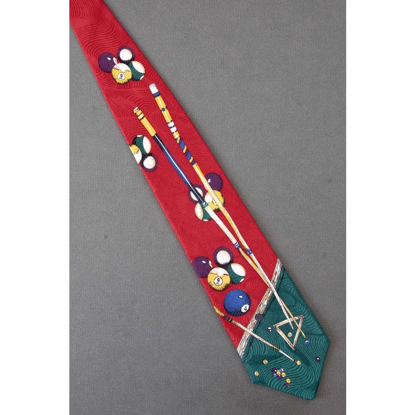 Pool Table, Balls & Sticks - Red Silk Billiards Tie