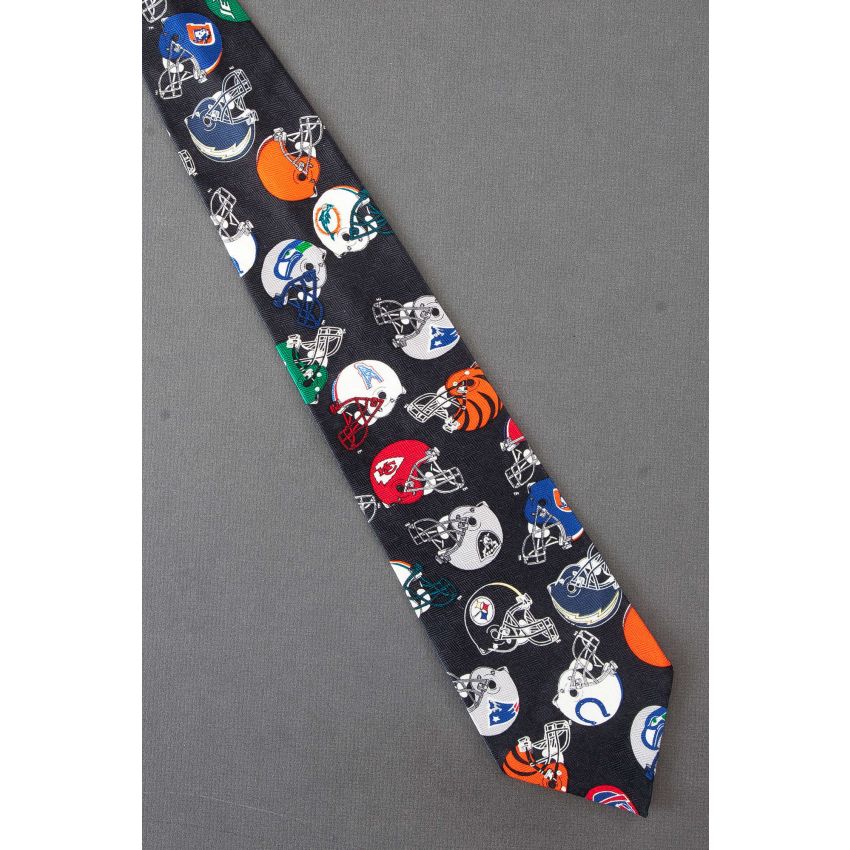 NFL Football Helmets - Black Silk Necktie