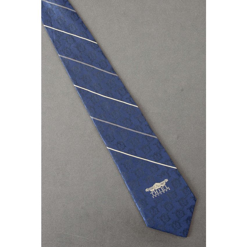 Thiel College - Navy Striped Collegiate Tie