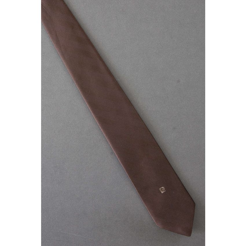 Solid Brown - 80's Slim Pierre Cardin Logo Tie