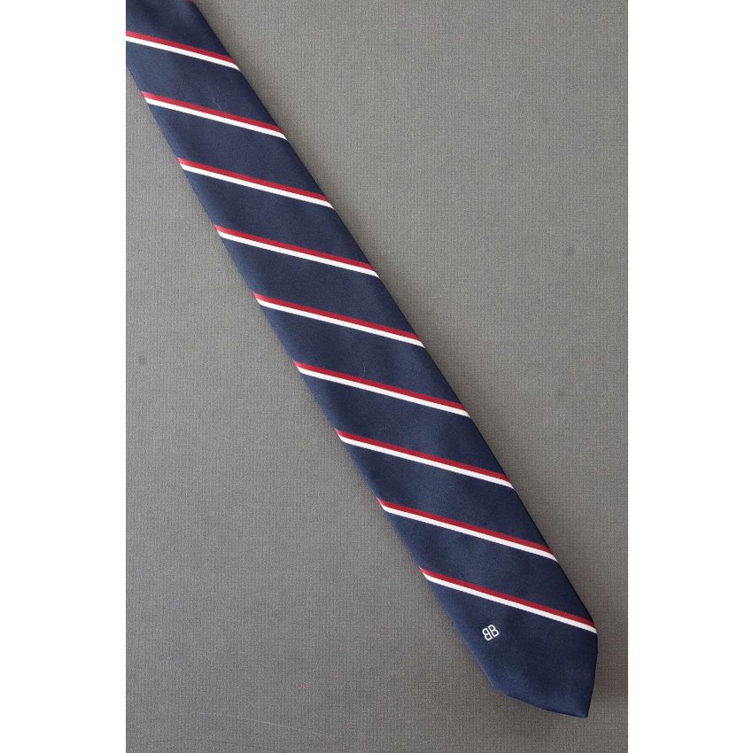 Patriotic Color Striped - Skinny Bill Blass Logo Tie