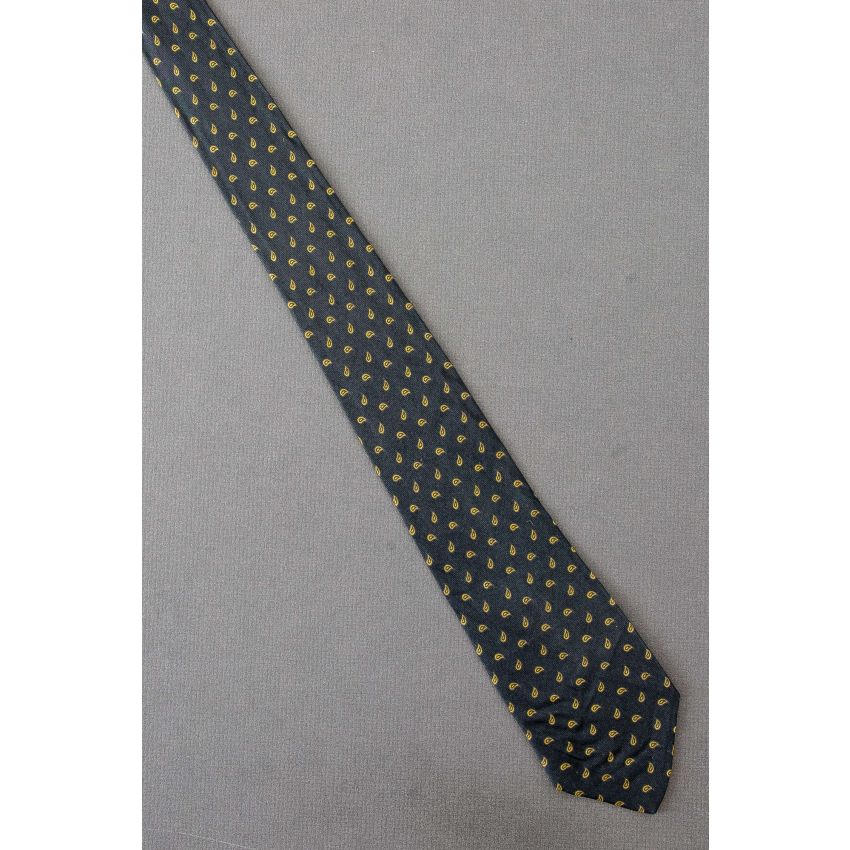 Gold Paisleys on a 50's Skinny Black Neck Tie
