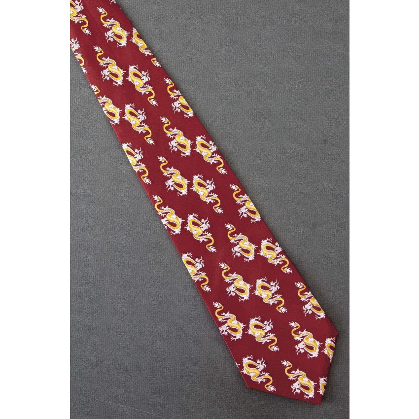 Gold Asian Dragons on a Red Silk Necktie
