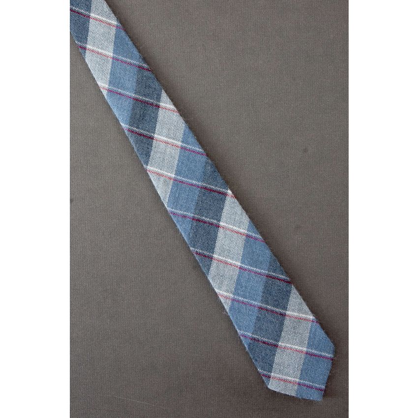 Blue Check Pattern - 1980's Slim Necktie