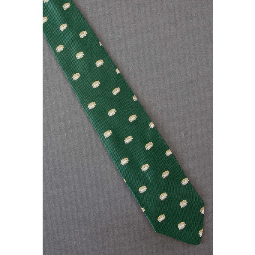 Cable Car Allover - Mens Green Silk Neck Tie