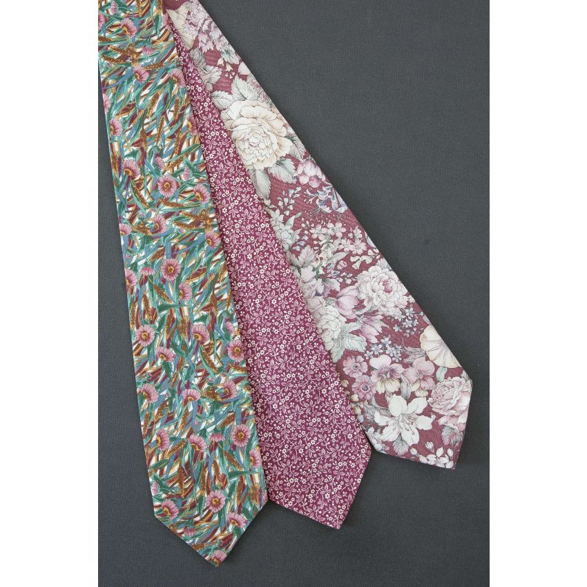 3 For $25 - Pink Flowers - Floral Cotton Neckties