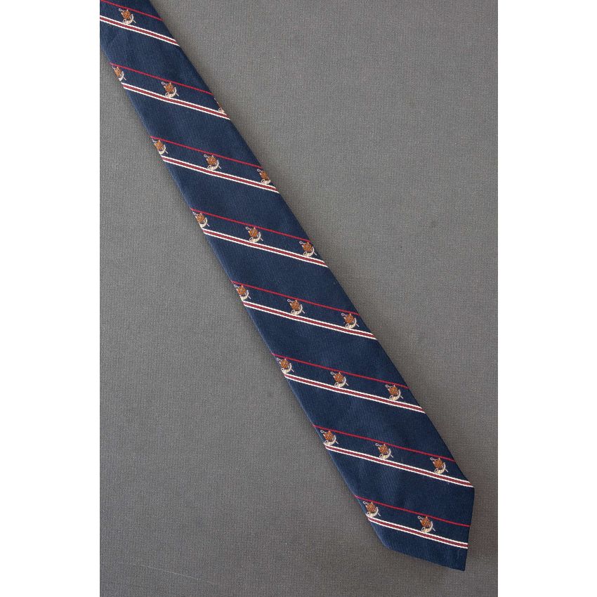 Fox & Hunting Horn - Skinny Navy Striped Tie