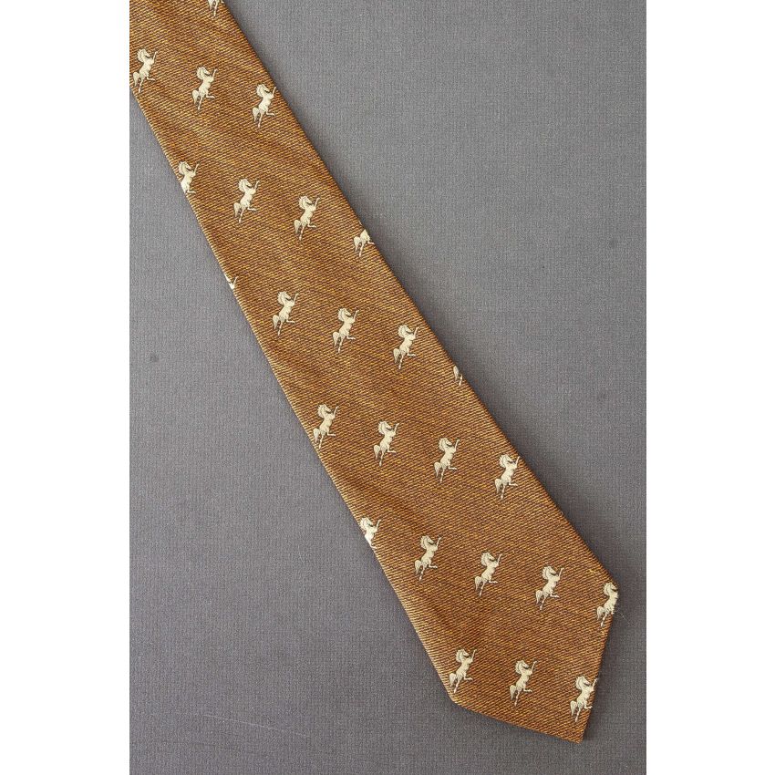Galloping Horses - 1970s Brown Vintage Necktie