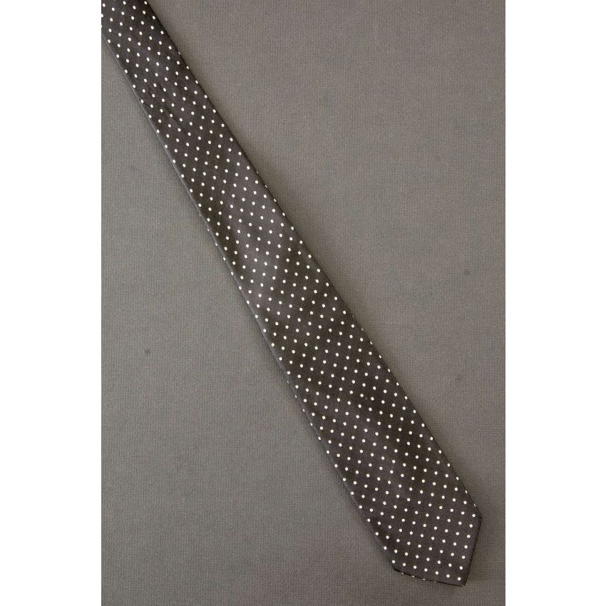 Brown & White Polka Dot - Silk Lanvin Necktie