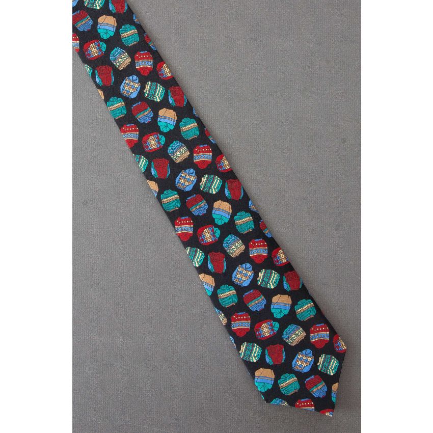 Colorful Sweaters - Men's  Black Silk Necktie