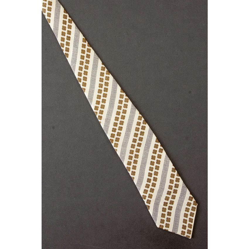 Unique Ivory Striped - 1950's Silk Vintage Tie