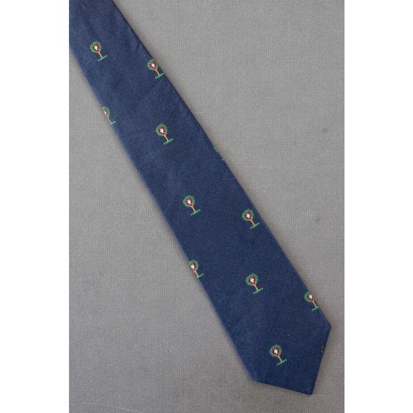 Owl In Heart Shaped Tree - Navy Silk Necktie