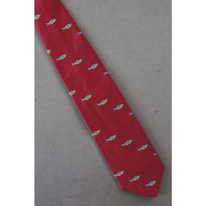 Blue & Gold Fish Allover - Red Vintage Necktie
