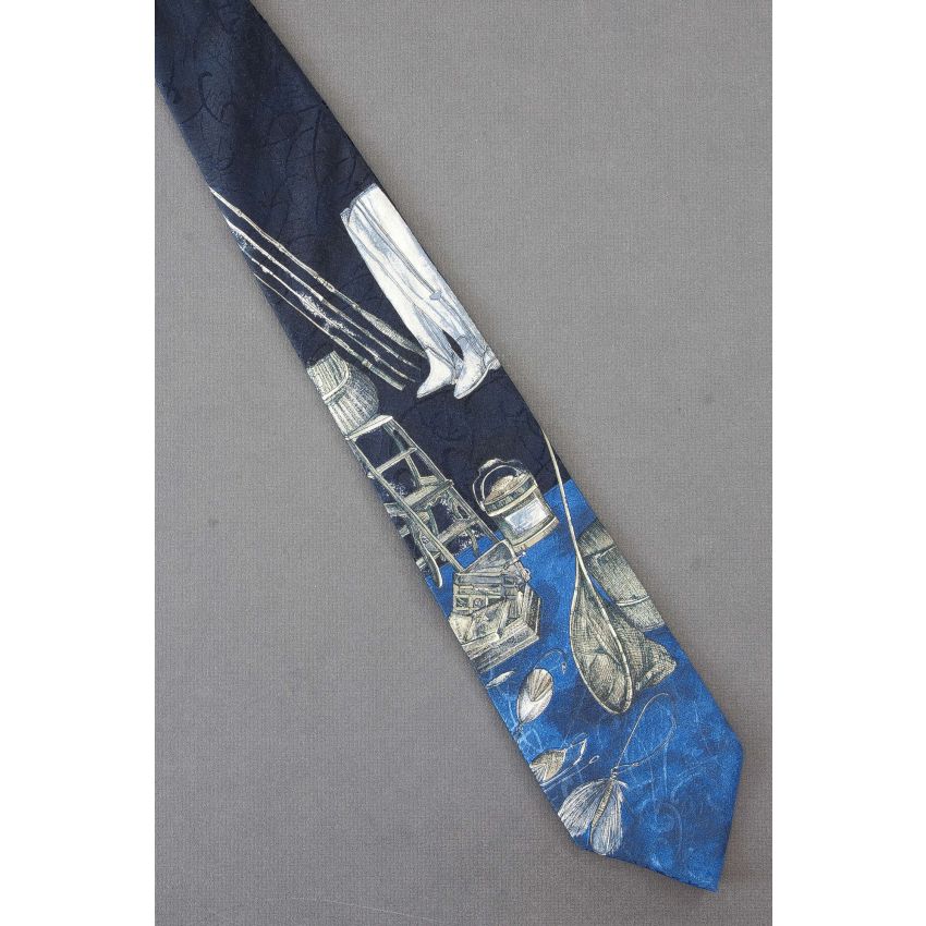 Various Fishing Geer - Men's Black Silk Necktie