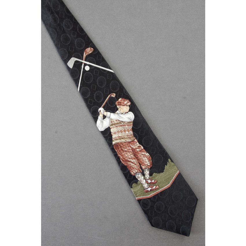 Old Fashioned Golfer Takes a Golf Swing Tie