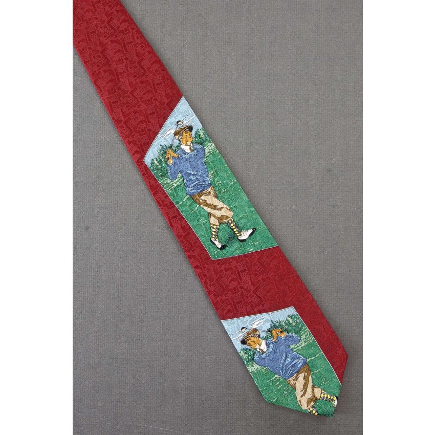 Old Fashioned Golfer's Swing - Red Silk Necktie